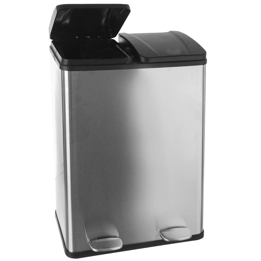 Steel waste sorting bin with pedal 2x30 l