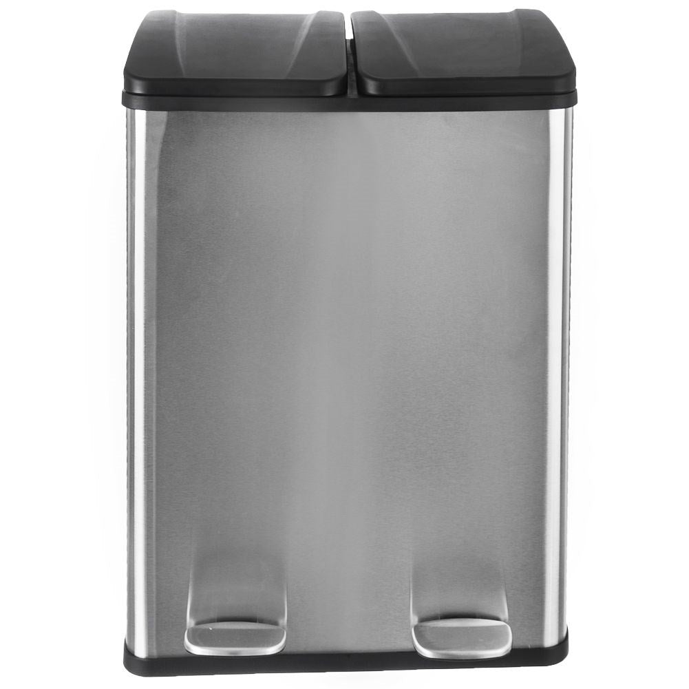 Steel waste sorting bin with pedal 2x30 l