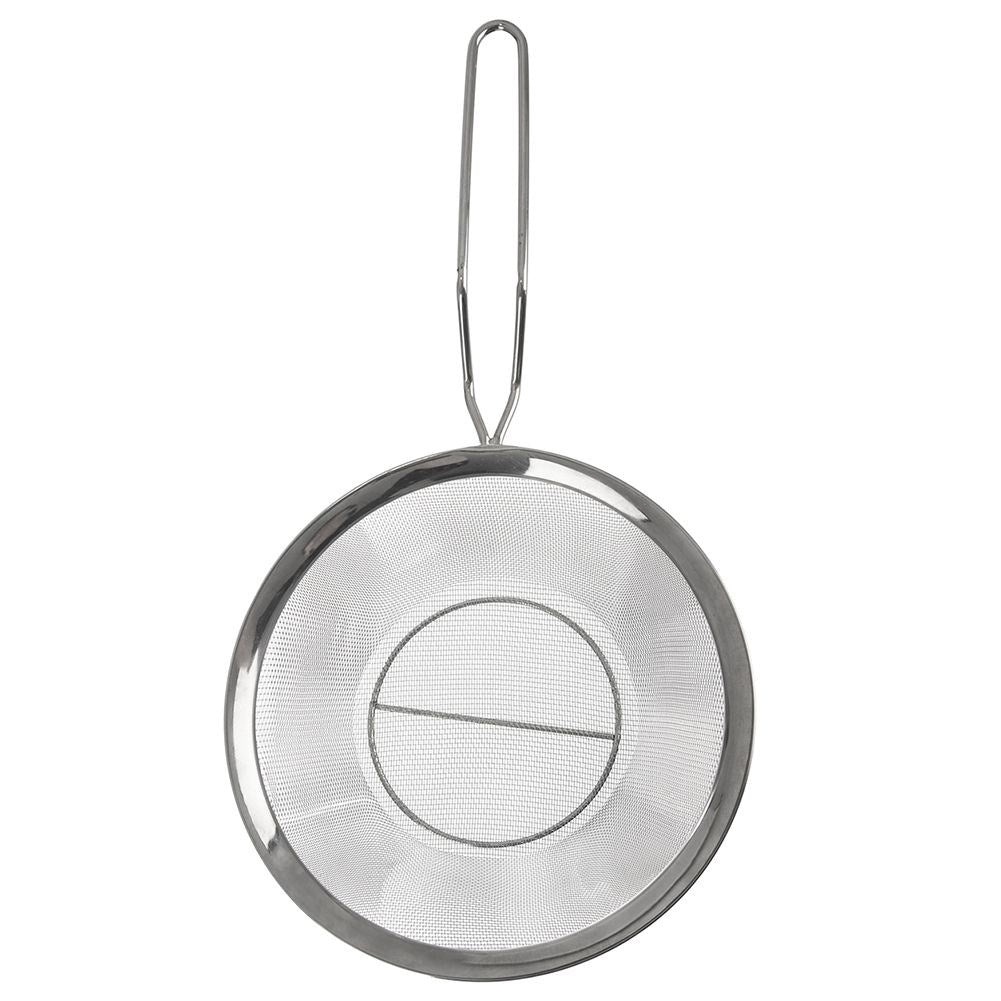 Steel wire basket with long handle for frying and straining