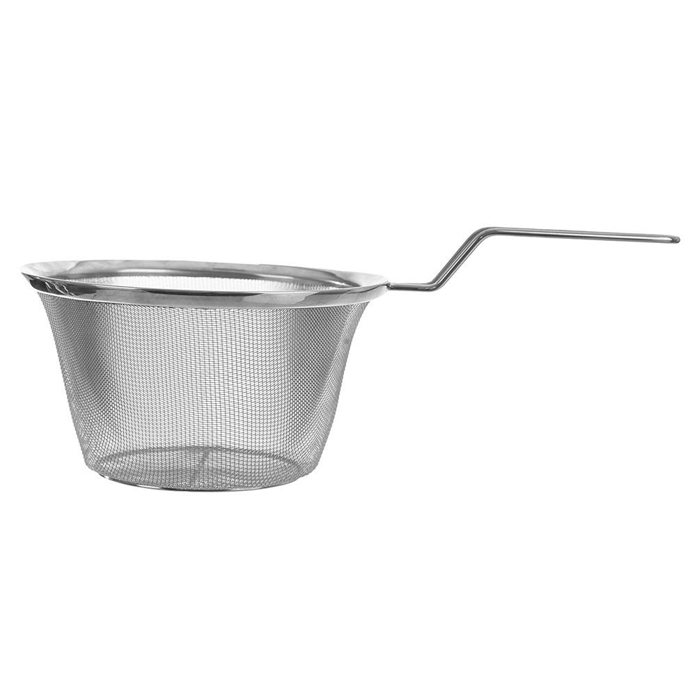 Steel wire basket with long handle for frying and straining