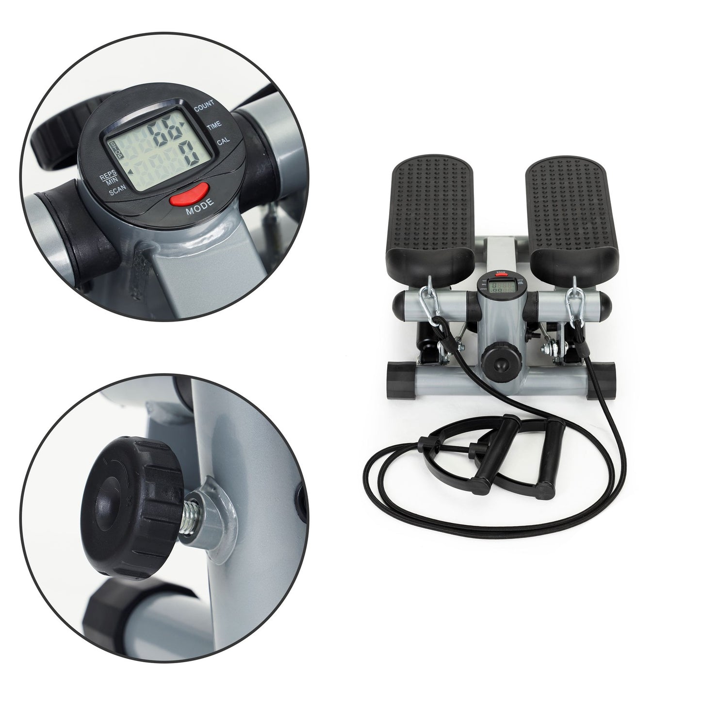 Stepper with a counter with links for fitness exercises