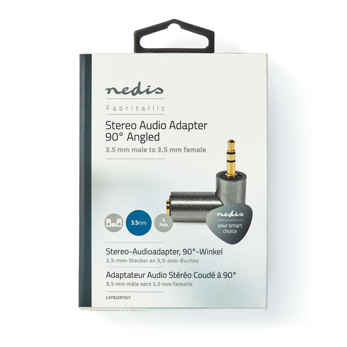 Stereo Audio Adapter | 3.5 mm Male | 3.5 mm Female | Gold Plated | Straight | Metal | Gray With Metal / Gold | 1 pc. | Carton with covered window