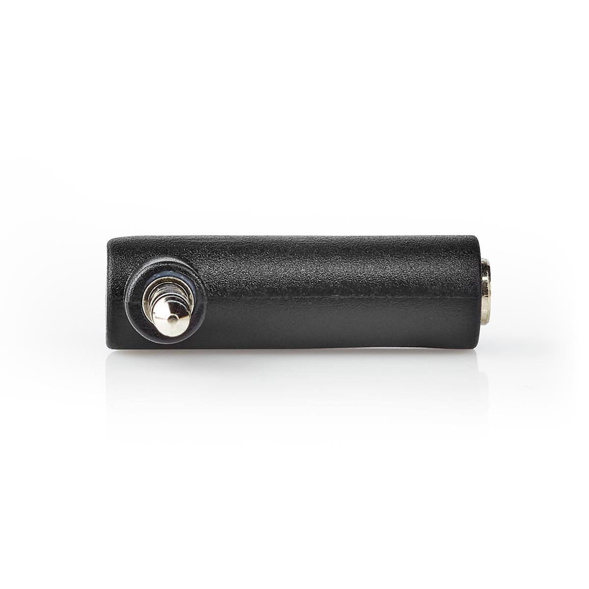 Stereo Audio Adapter | 3.5 mm Male | 3.5 mm Female | Nickel Plated | Angled 90° | Metal | Black | 10 pieces. | Plastic bag