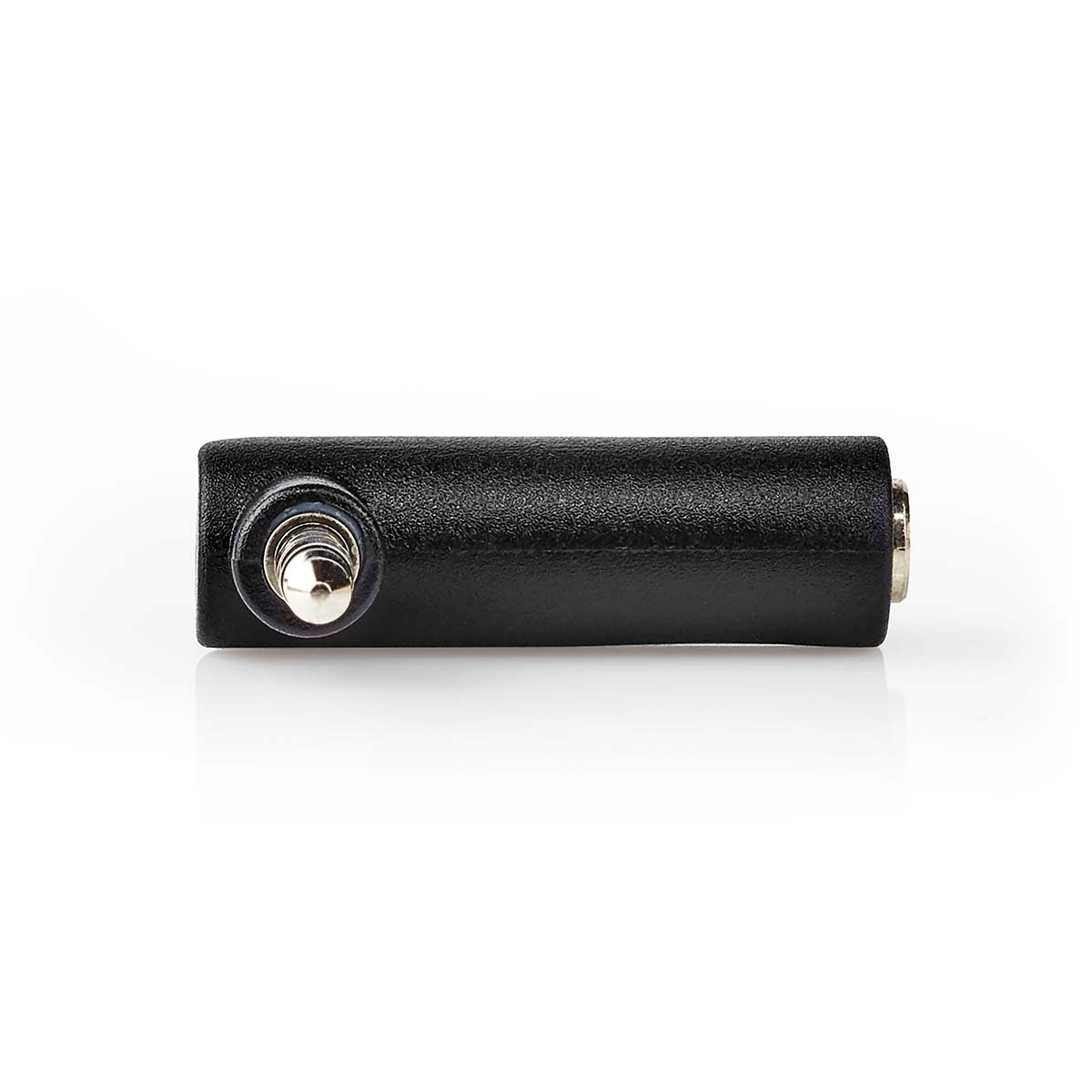 Stereo Audio Adapter | 3.5 mm Male | 3.5 mm Female | Nickel Plated | Angled 90° | Metal | Black | 1 pc. | Box