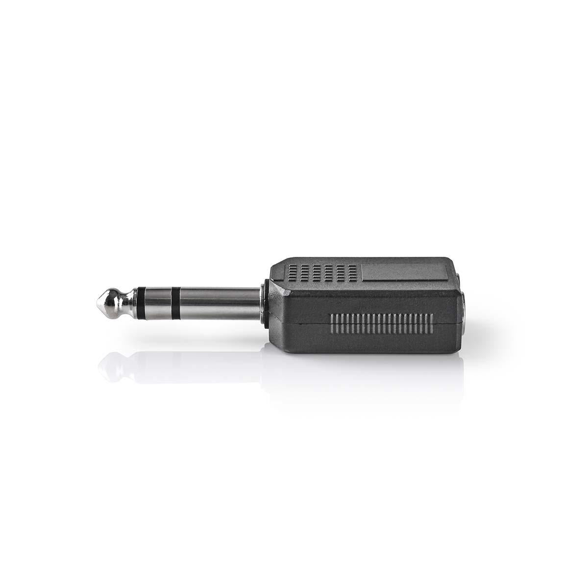 Stereo Audio Adapter | 6.35 mm Male | 2x 6.35 mm Female | Nickel Plated | Straight | ABS | Black | 10 pieces. | Envelope