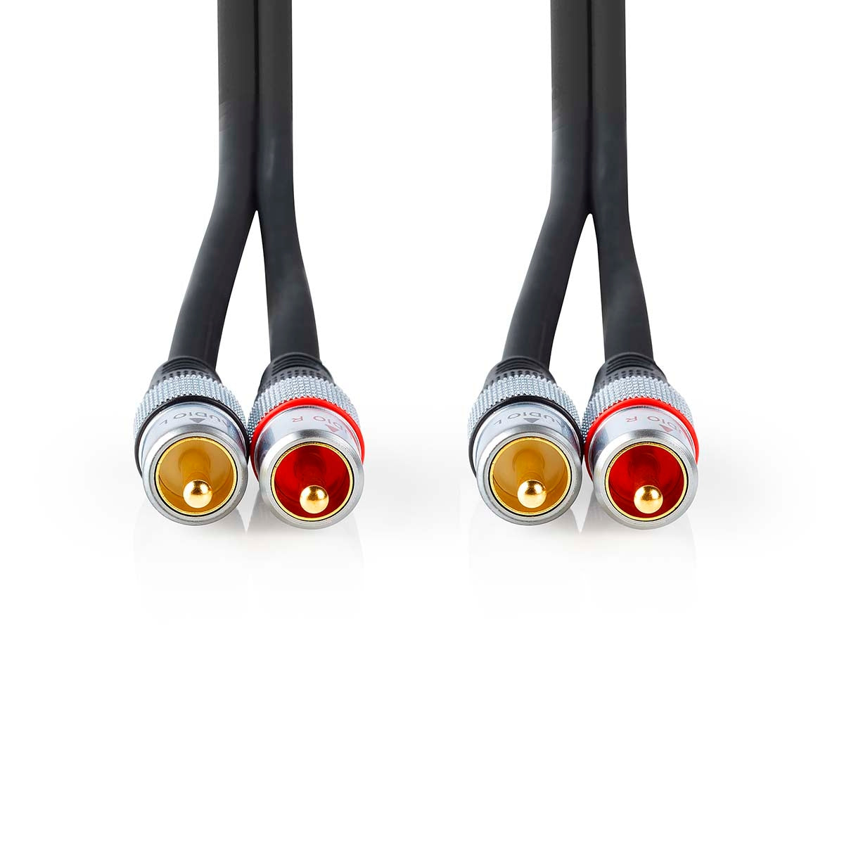 Stereo Audio Cable | 2x RCA Male | 2x RCA Male | Gold Plated | 2.50 m | Round | Anthracite | Box