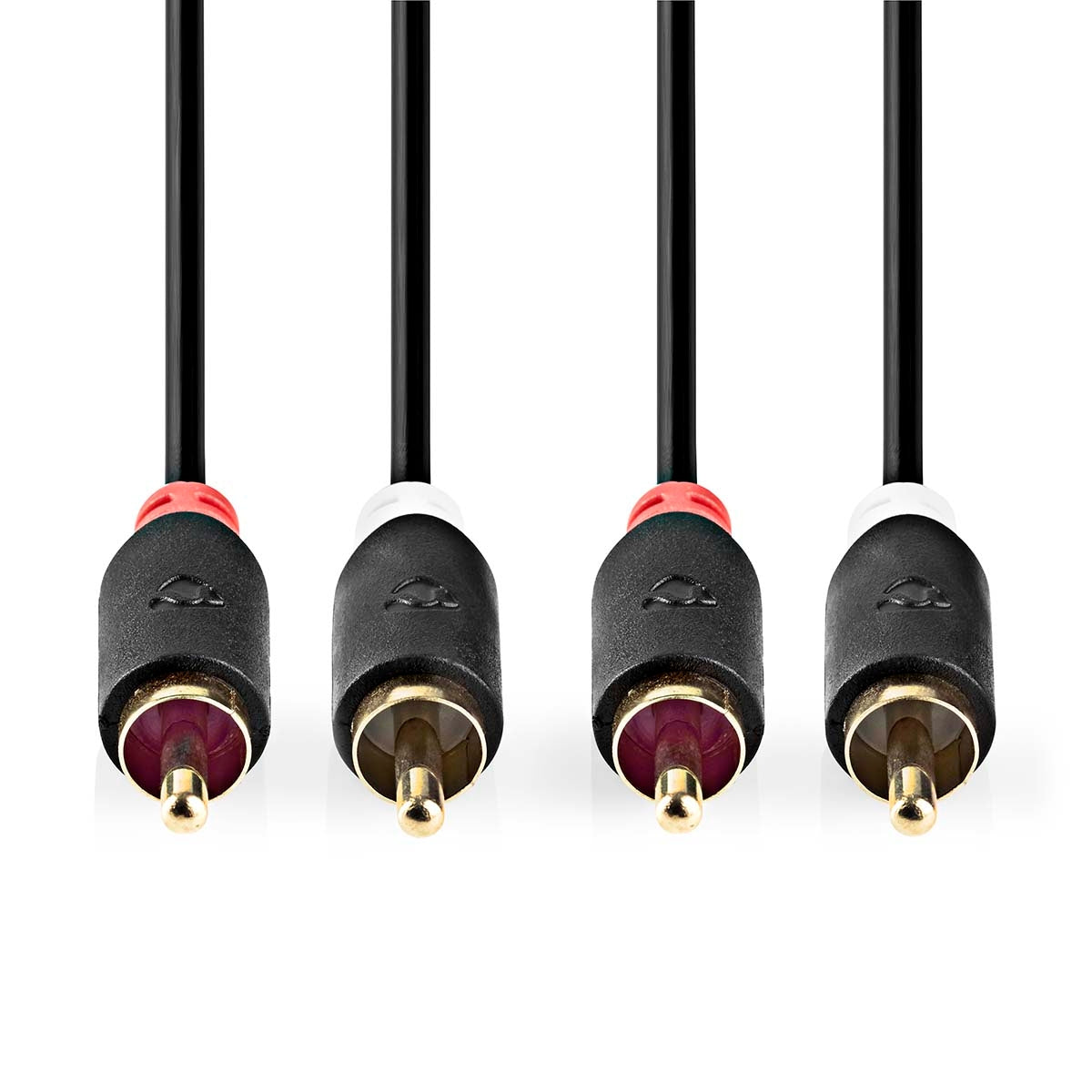Stereo Audio Cable | 2x RCA Male | 2x RCA Male | Gold Plated | 3.00 m | Round | Anthracite | Box