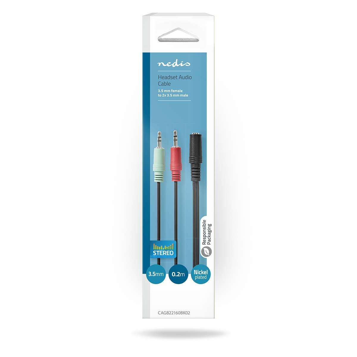 Stereo Audio Cable | 3.5 mm Female | 2x 3.5mm Male | Gold Plated | 0.12 m | Round | Box
