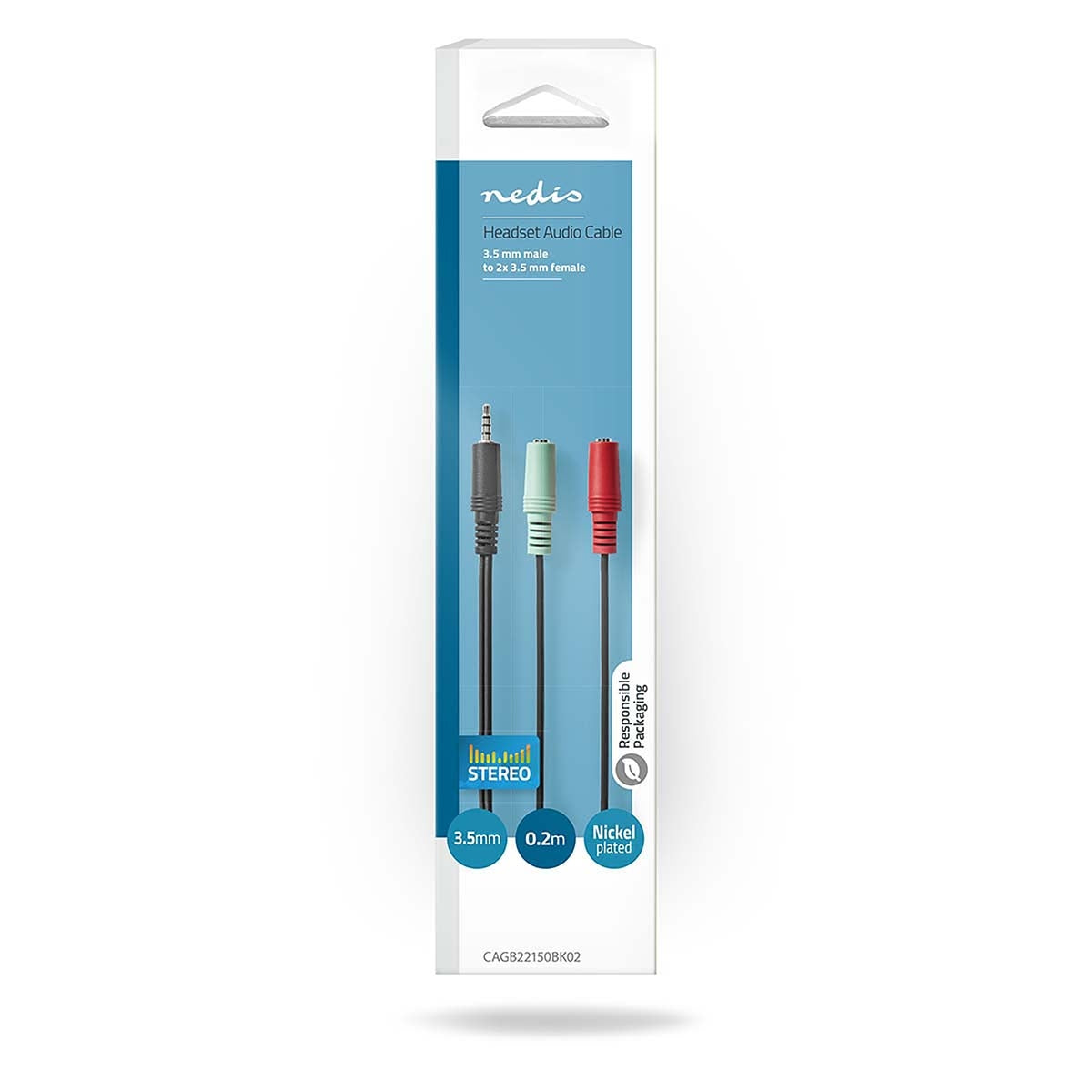 Stereo Audio Cable | 3.5 mm Male | 2x 3.5 mm, Female | Nickel Plated | 0.20 m | Round | Anthracite | Box
