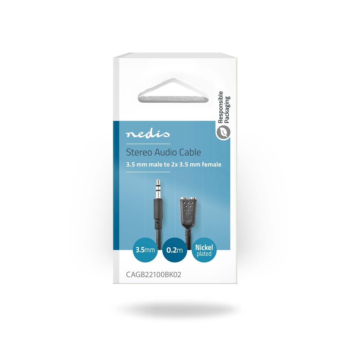 Stereo Audio Cable | 3.5 mm Male | 2x 3.5 mm, Female | Nickel Plated | 0.20 m | Round | Box