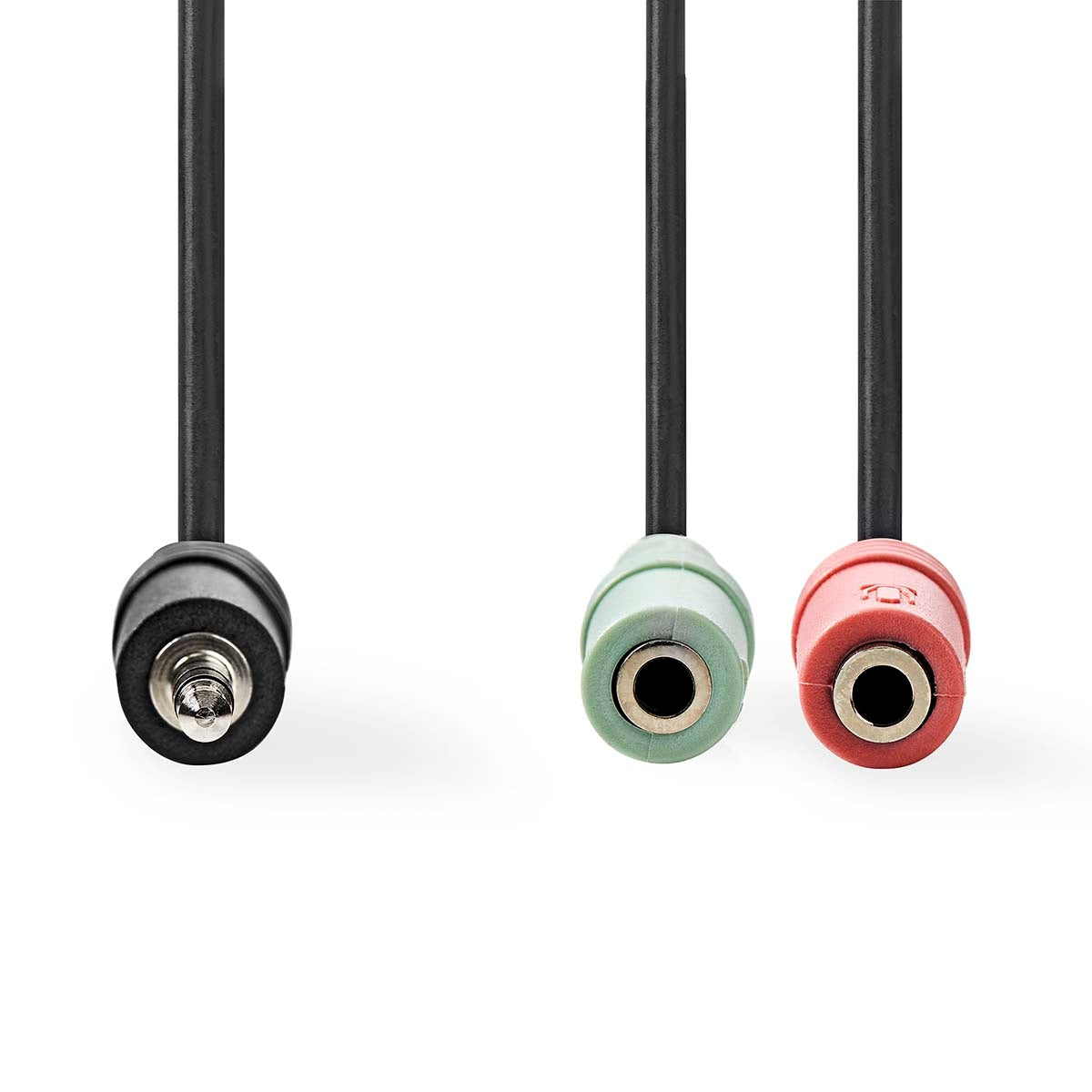 Stereo Audio Cable | 3.5 mm Male | 2x 3.5 mm, Female | Nickel Plated | 0.20 m | Round | Plastic bag
