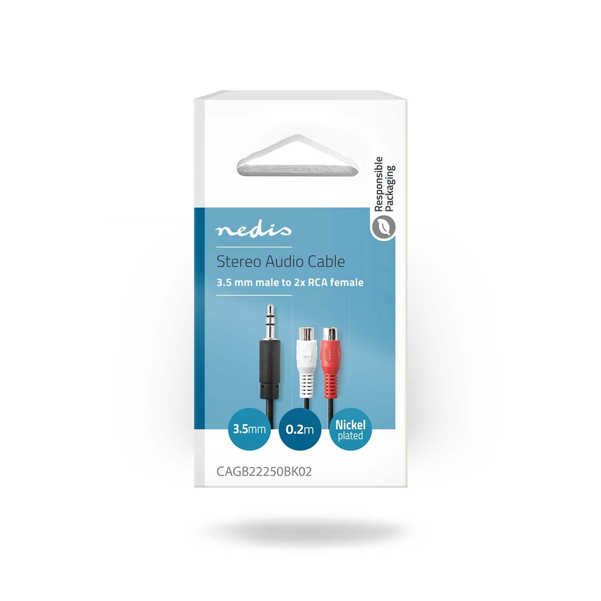 Stereo Audio Cable | 3.5 mm Male | 2x RCA Female | Nickel Plated | 0.20 m | Round | Box