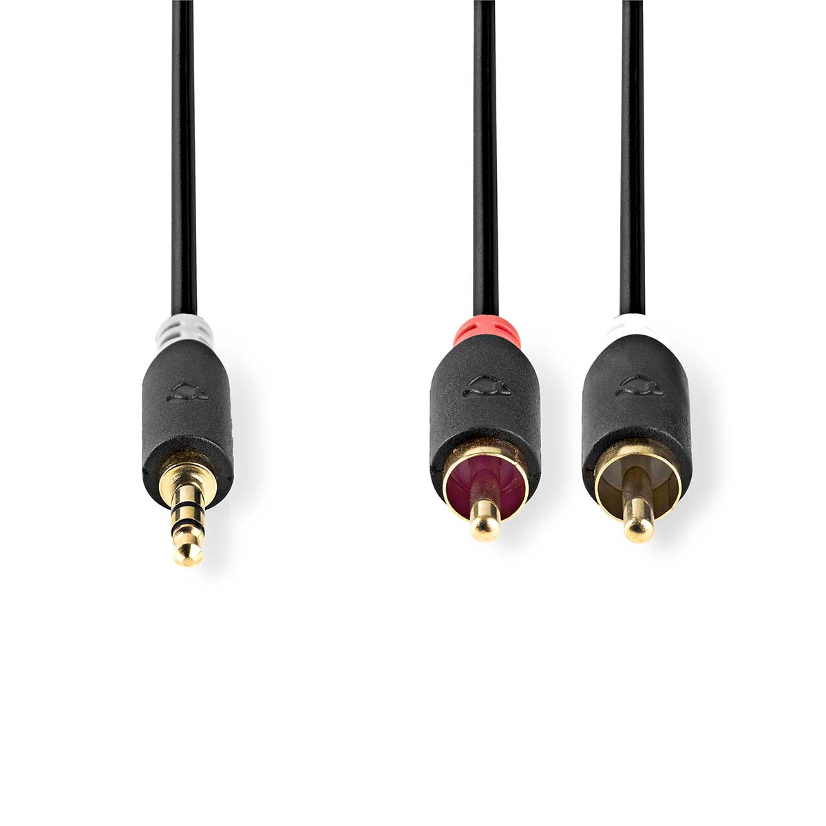 Stereo Audio Cable | 3.5 mm Male | 2x RCA Male | Gold Plated | 10.0 m | Round | Anthracite | Box
