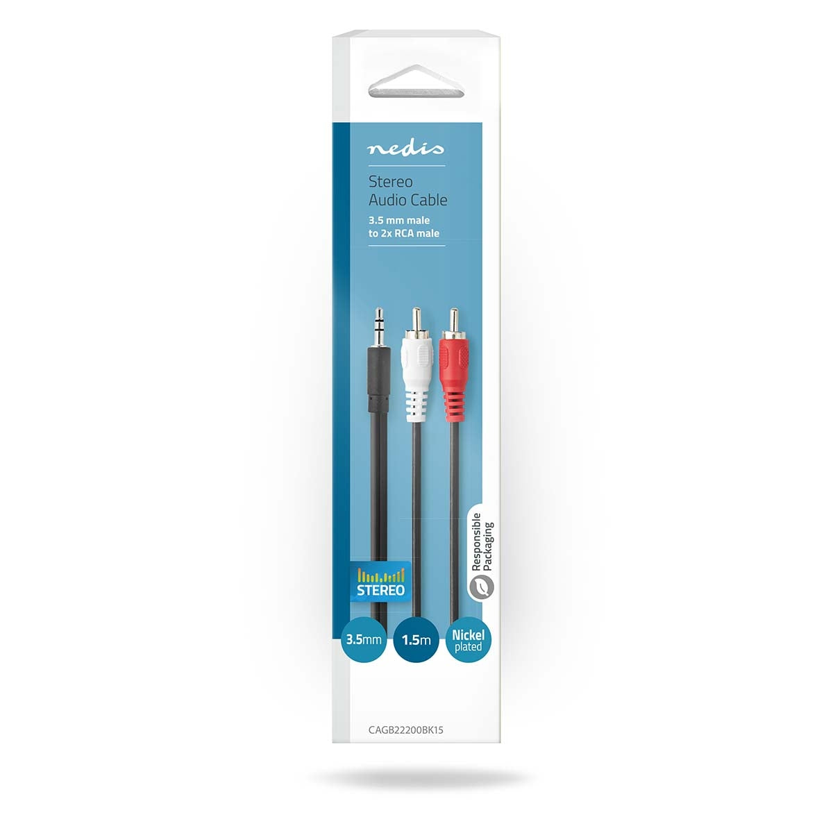 Stereo Audio Cable | 3.5 mm Male | 2x RCA Male | Nickel Plated | 1.50 m | Round | Black | Box