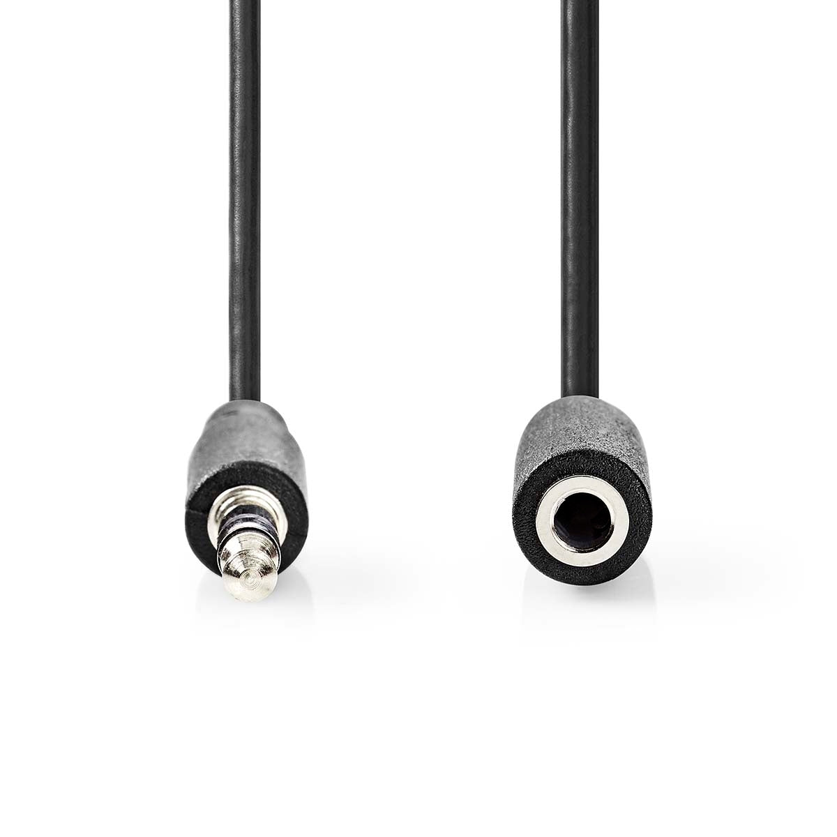 Stereo Audio Cable | 3.5 mm Male | 3.5 mm Female | Nickel Plated | 1.00 m | Round | Black | Plastic bag