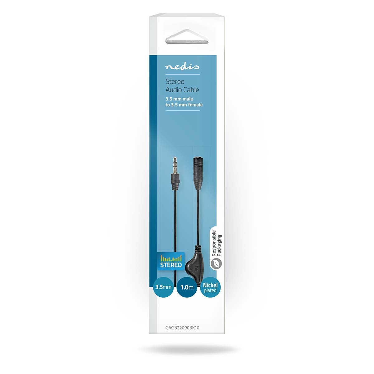 Stereo Audio Cable | 3.5 mm Male | 3.5 mm Female | Nickel Plated | 1.00 m | Round | Box