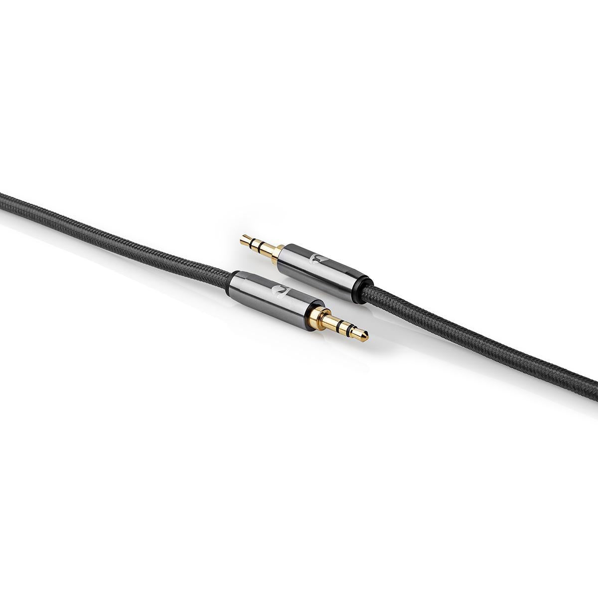 Stereo Audio Cable | 3.5 mm Male | 3.5 mm Male | Gold Plated | 5.00 m | Round | Gray / Gray With Metal | Carton with covered window