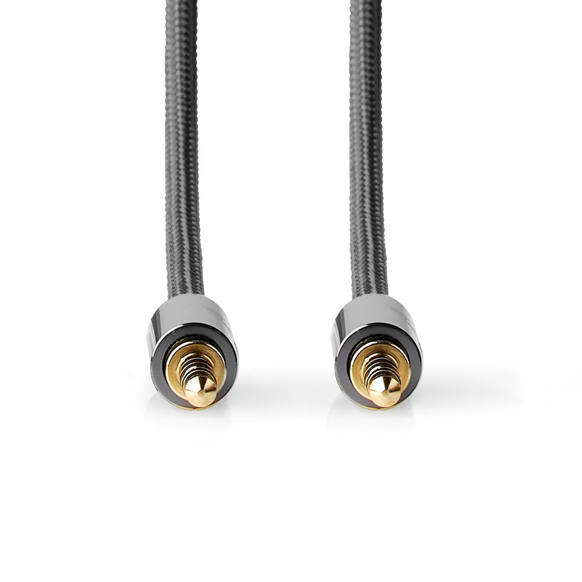 Stereo Audio Cable | 3.5 mm Male | 3.5 mm Male | Gold Plated | 5.00 m | Round | Gray / Gray With Metal | Carton with covered window