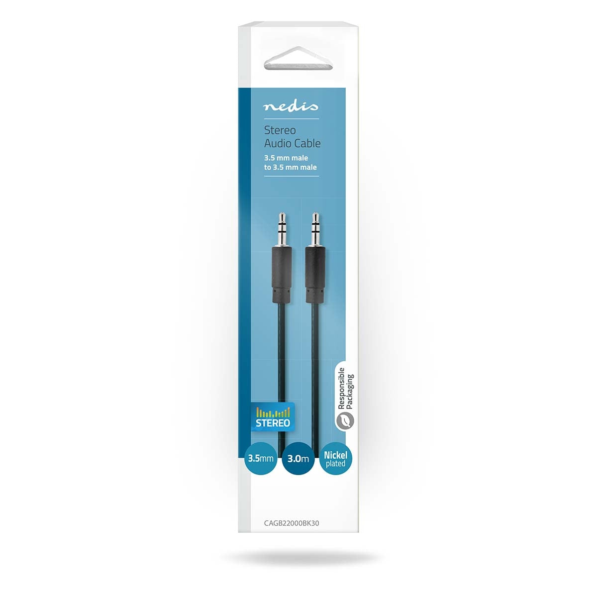 Stereo Audio Cable | 3.5 mm Male | 3.5 mm Male | Nickel Plated | 3.00 m | Round | Black | Box