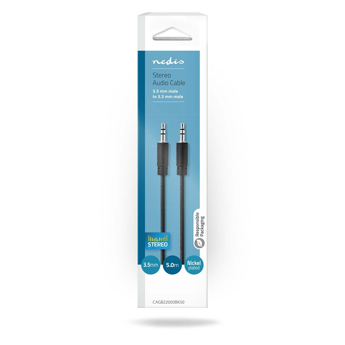 Stereo Audio Cable | 3.5 mm Male | 3.5 mm Male | Nickel Plated | 5.00 m | Round | Black | Box