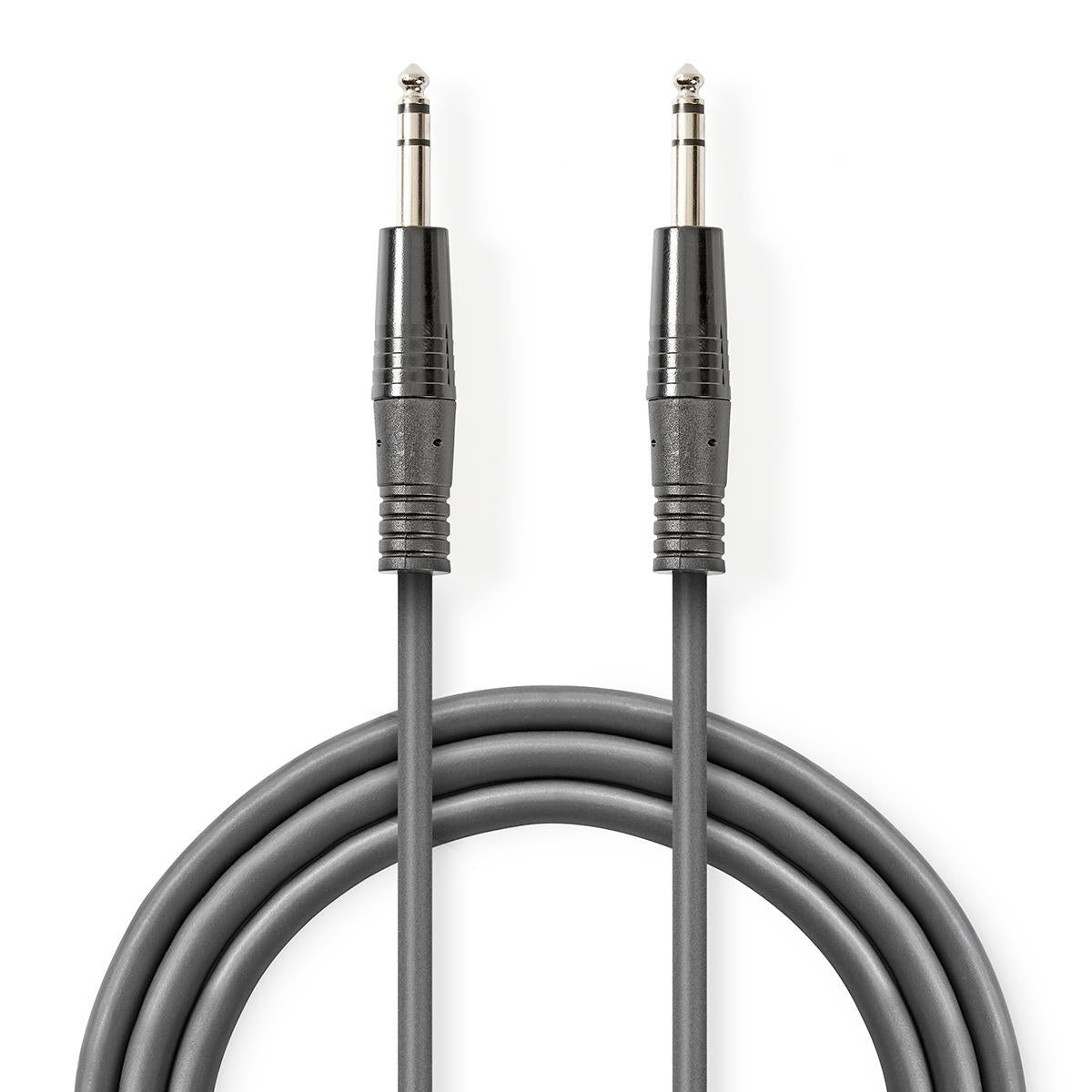 Stereo Audio Cable | 6.35 mm Male | 6.35 mm Male | Nickel plated | 3.00 m | Round | Dark gray | Cardboard sleeve