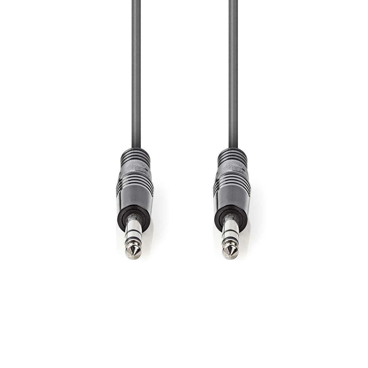 Stereo Audio Cable | 6.35 mm Male | 6.35 mm Male | Nickel plated | 5.00 m | Round | Dark gray | Cardboard sleeve