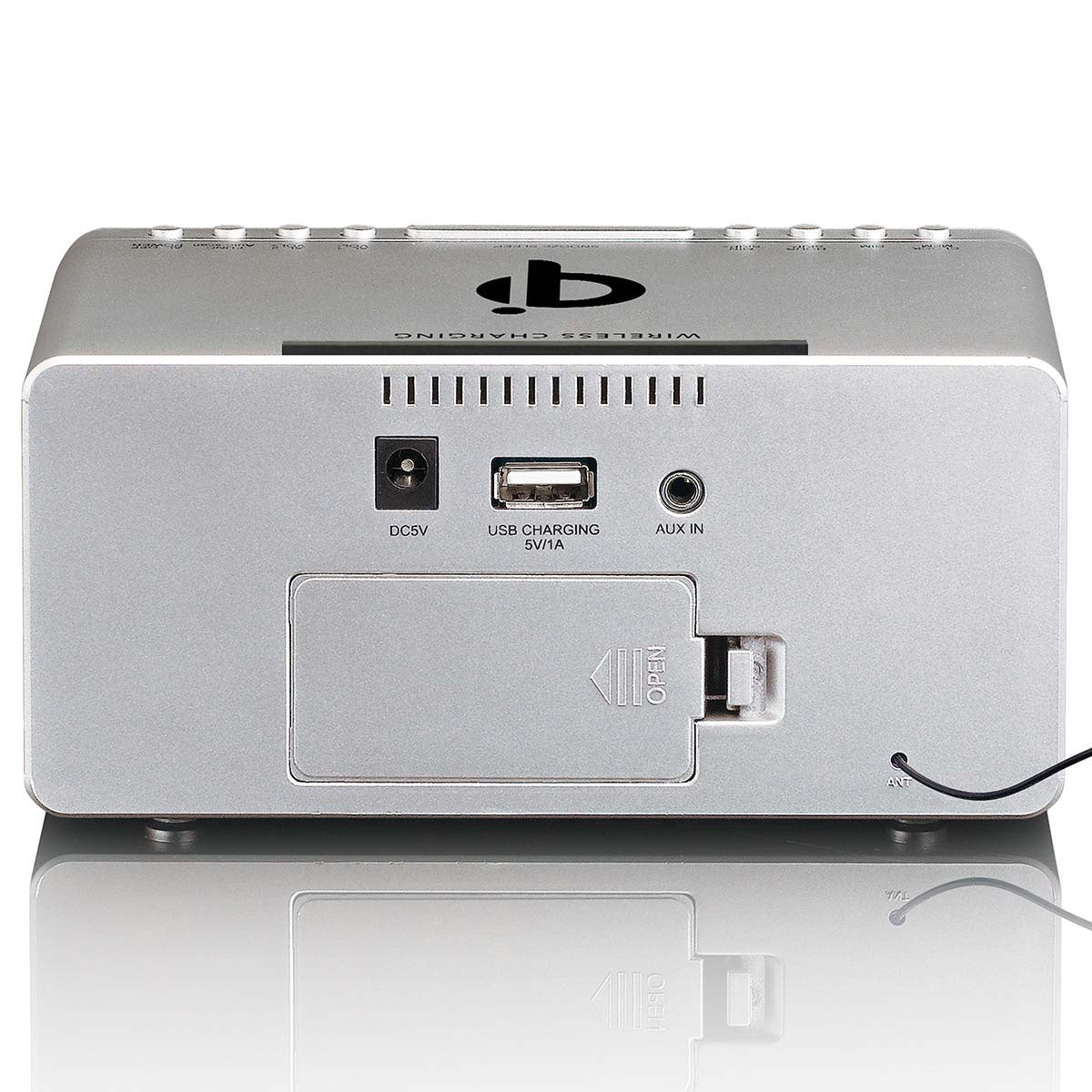 Stereo FM Clock Radio with USB & Qi Wireless Charging