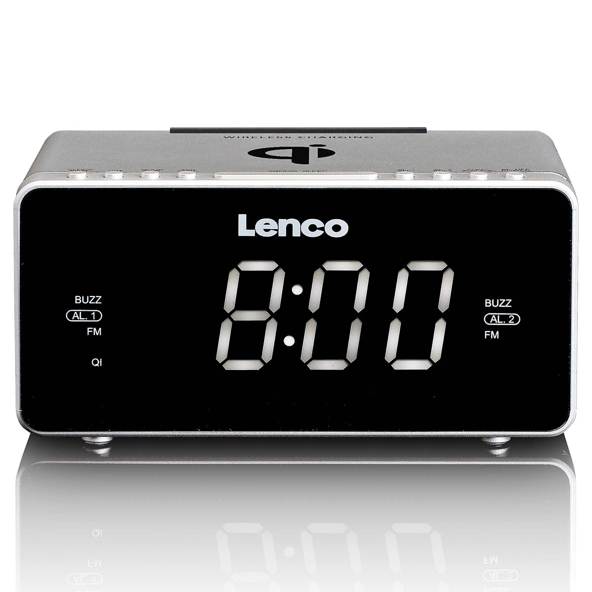 Stereo FM Clock Radio with USB & Qi Wireless Charging