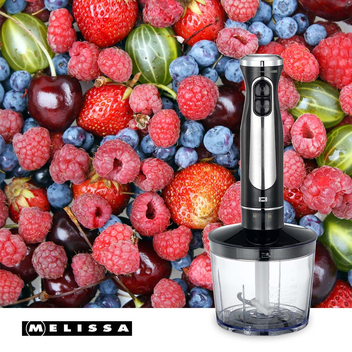 Stick Mixer, Chopper & Whisk Set, 600W, Black/Stainless Steel