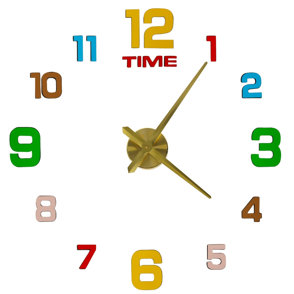 Sticker wall clock 12 digits yellow colorful