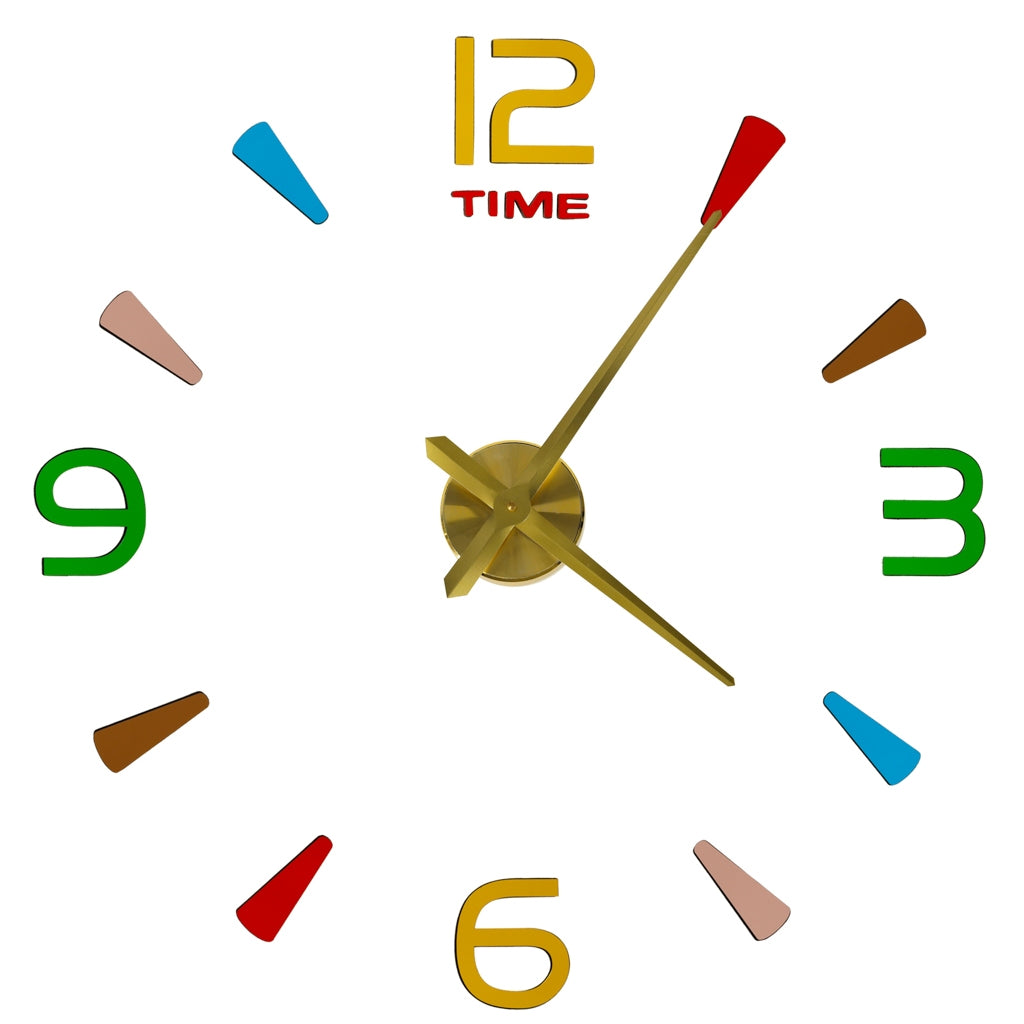 Sticker wall clock 4 digits yellow colored