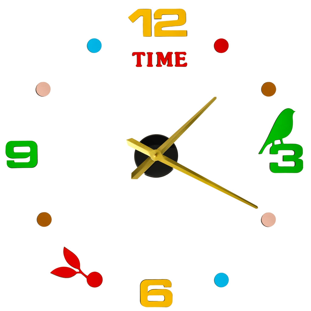 Sticker wall clock colorful numerals 80-90cm