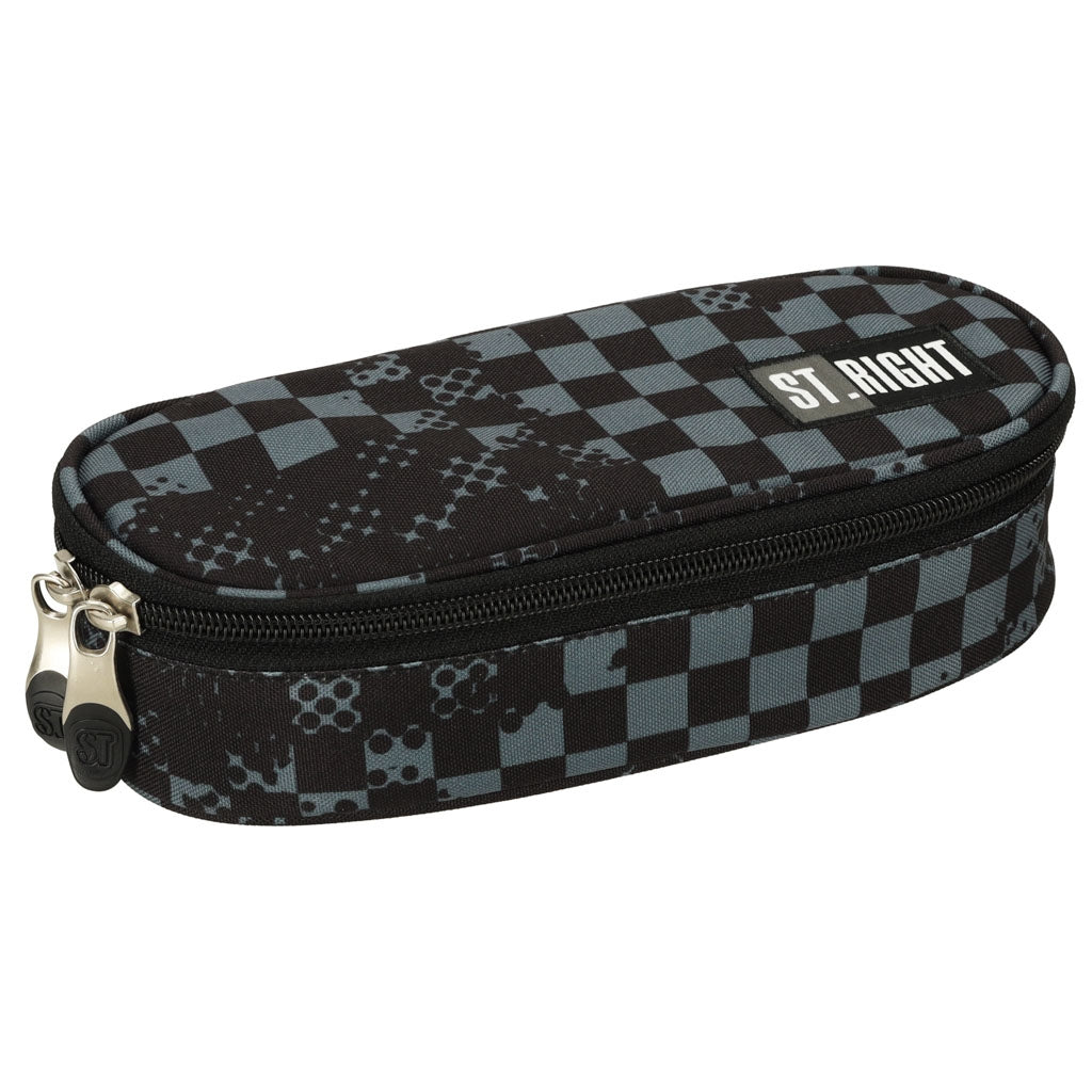 Stiffened sachet pencil case with flap checkerboard