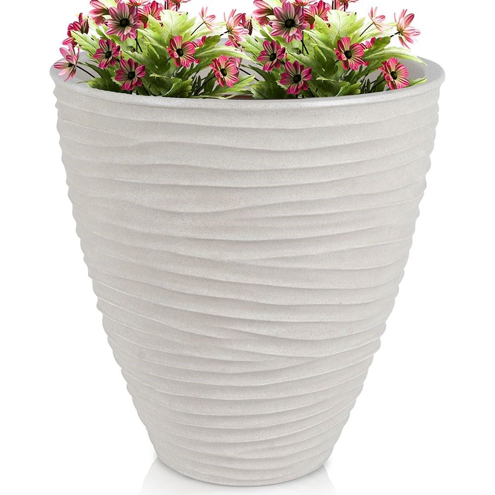 Stone imitation Flowerpot in Beige Plastic for Garden