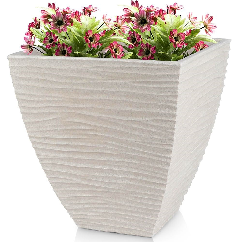 Stone-like beige pot for garden and terrace