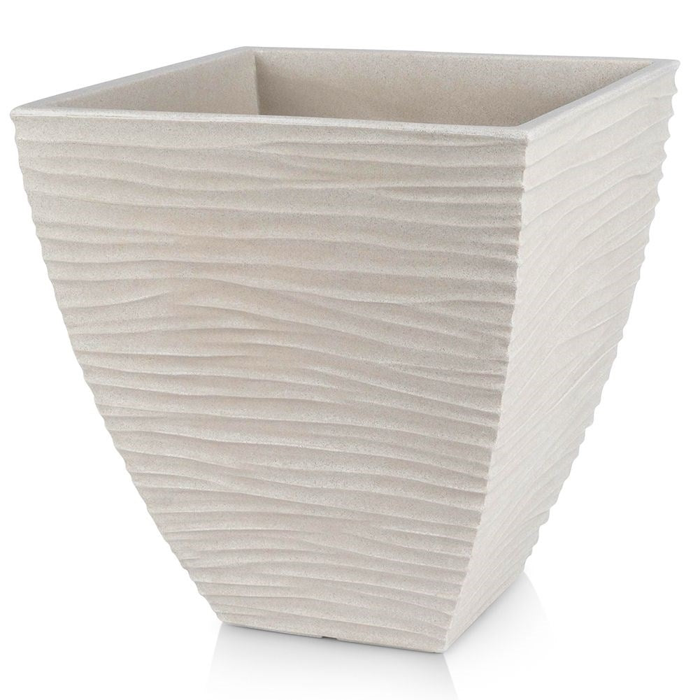 Stone-like beige pot for garden and terrace