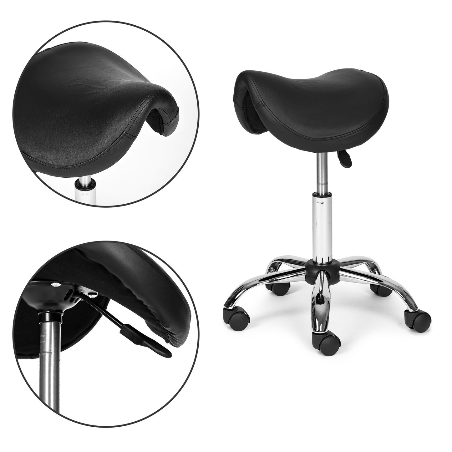 Stool, medical swivel beauty stool, height adjustable, eco-leather