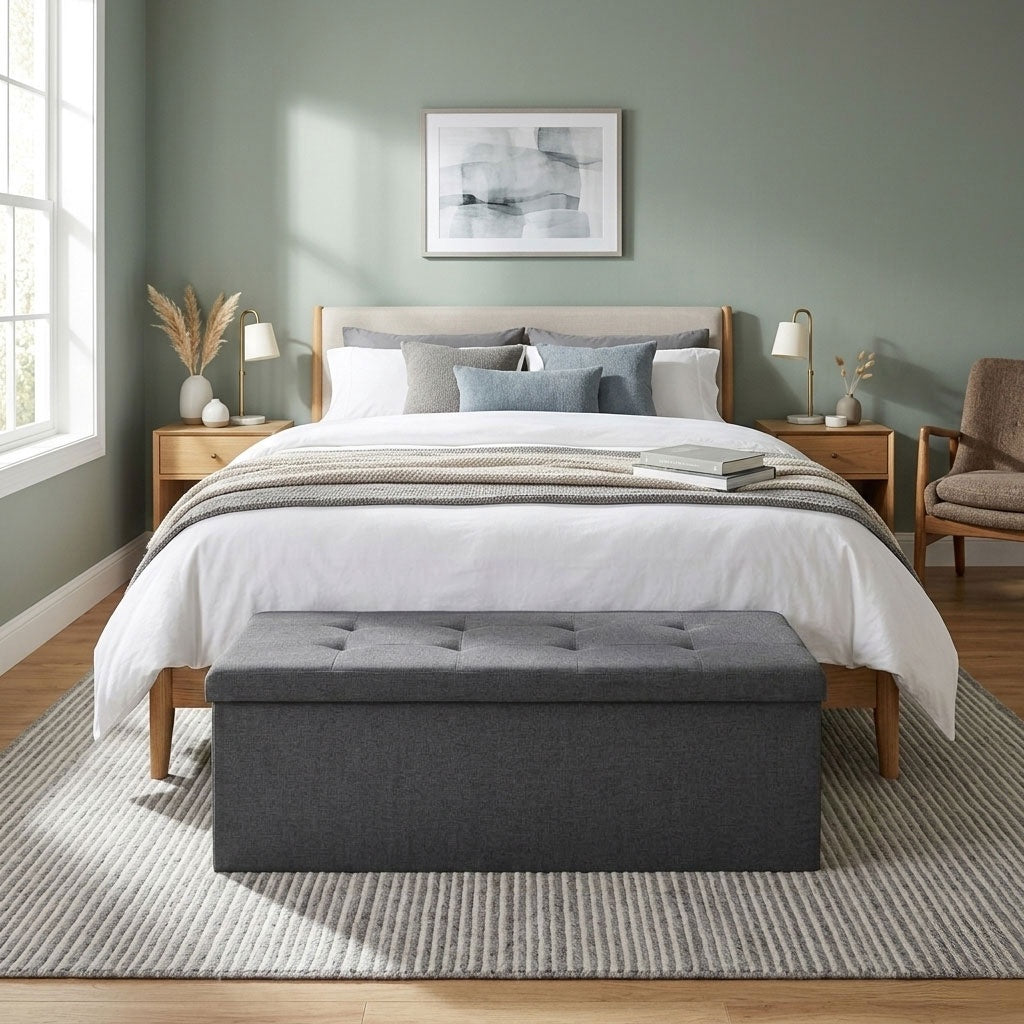Storage Ottoman with Seat, 111x38 cm, Light Grey