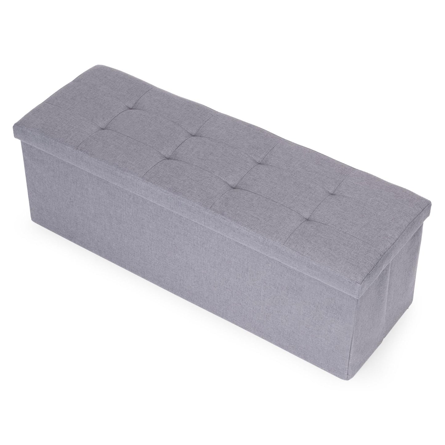 Storage Ottoman with Upholstered Seat, 111x38 cm, Light Grey