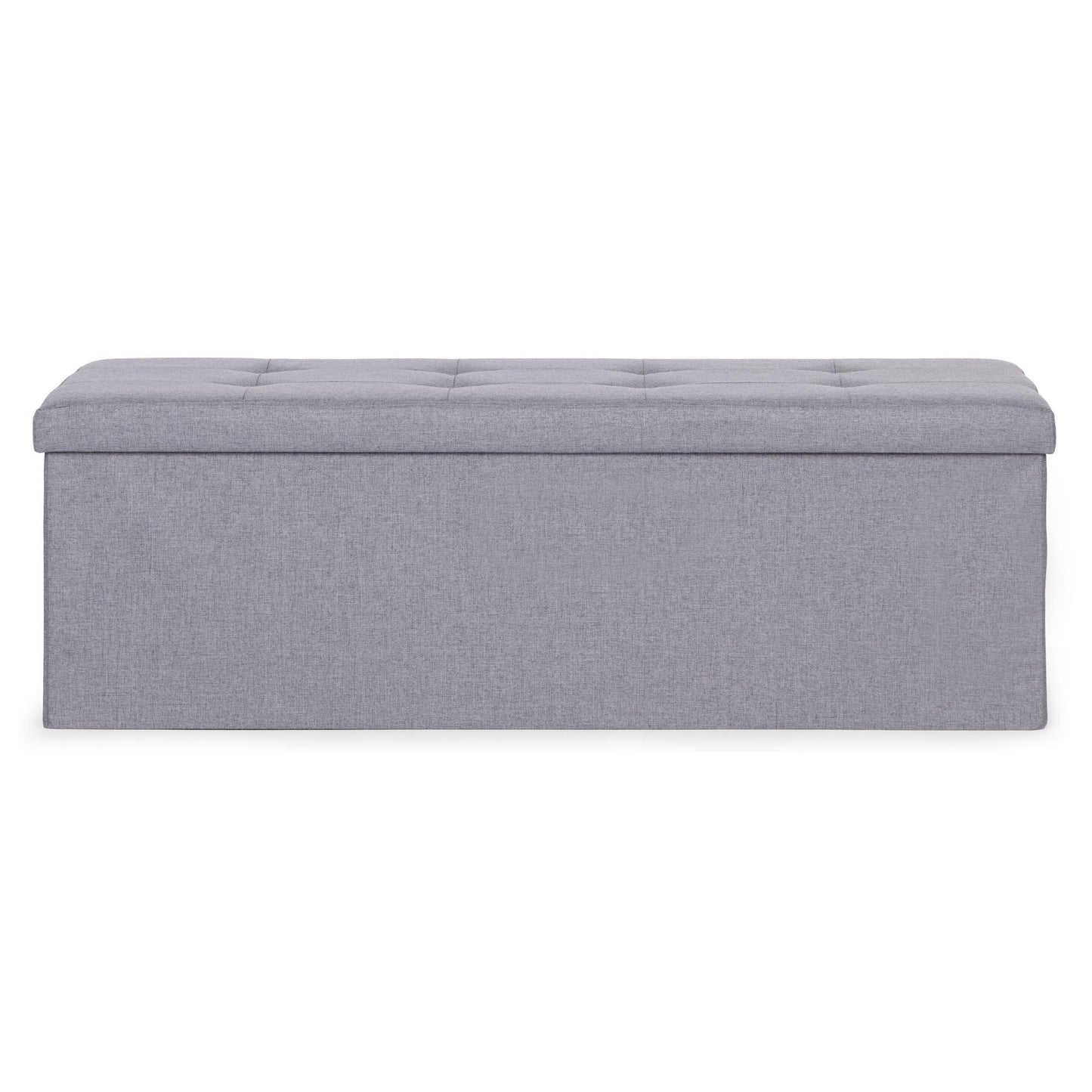 Storage Ottoman with Upholstered Seat, 111x38 cm, Light Grey