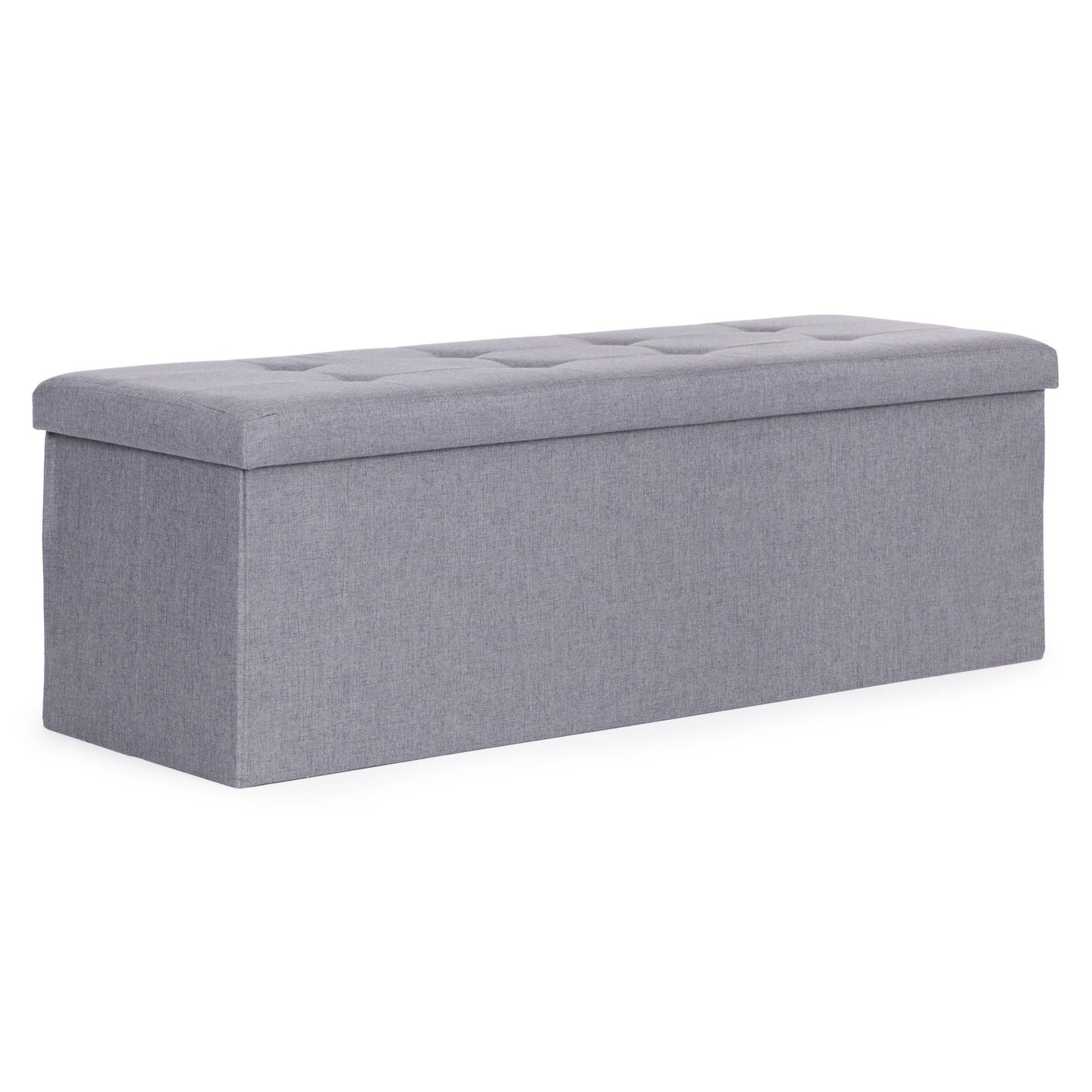 Storage Ottoman with Upholstered Seat, 111x38 cm, Light Grey