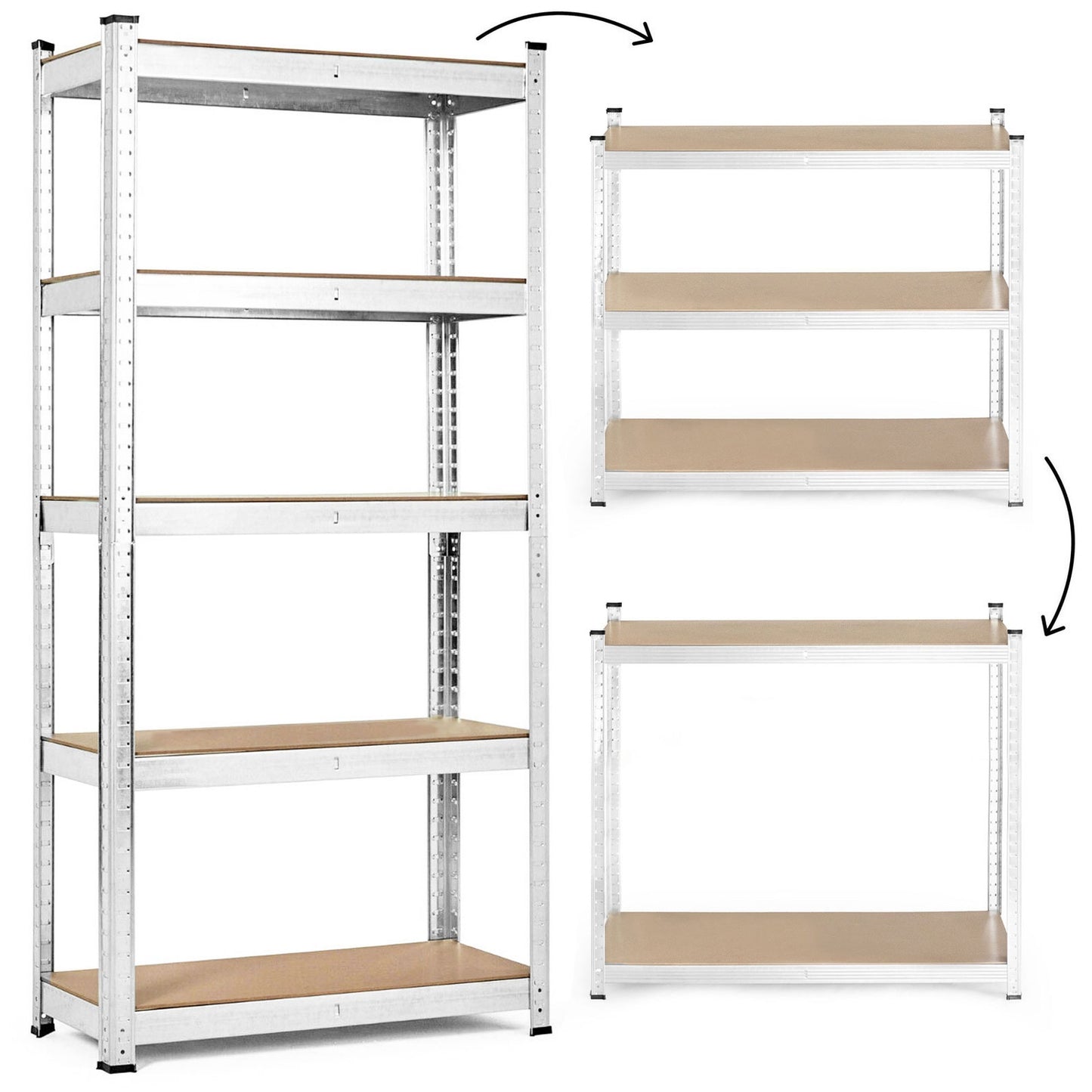 Storage Rack 180x90x40 cm Galvanized Steel, 5 Shelves, 875 kg Capacity ModernHome