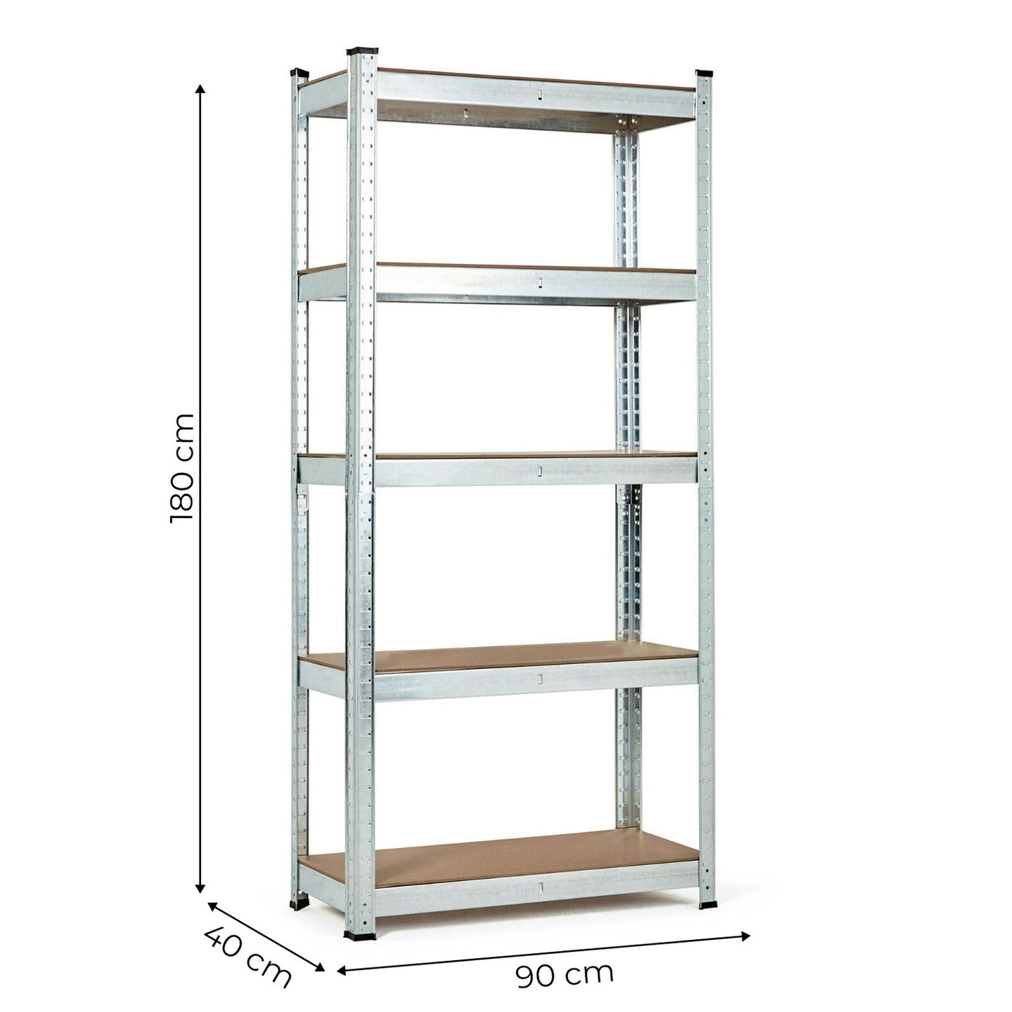 Storage Rack 180x90x40 cm Galvanized Steel, 5 Shelves, 875 kg Capacity ModernHome