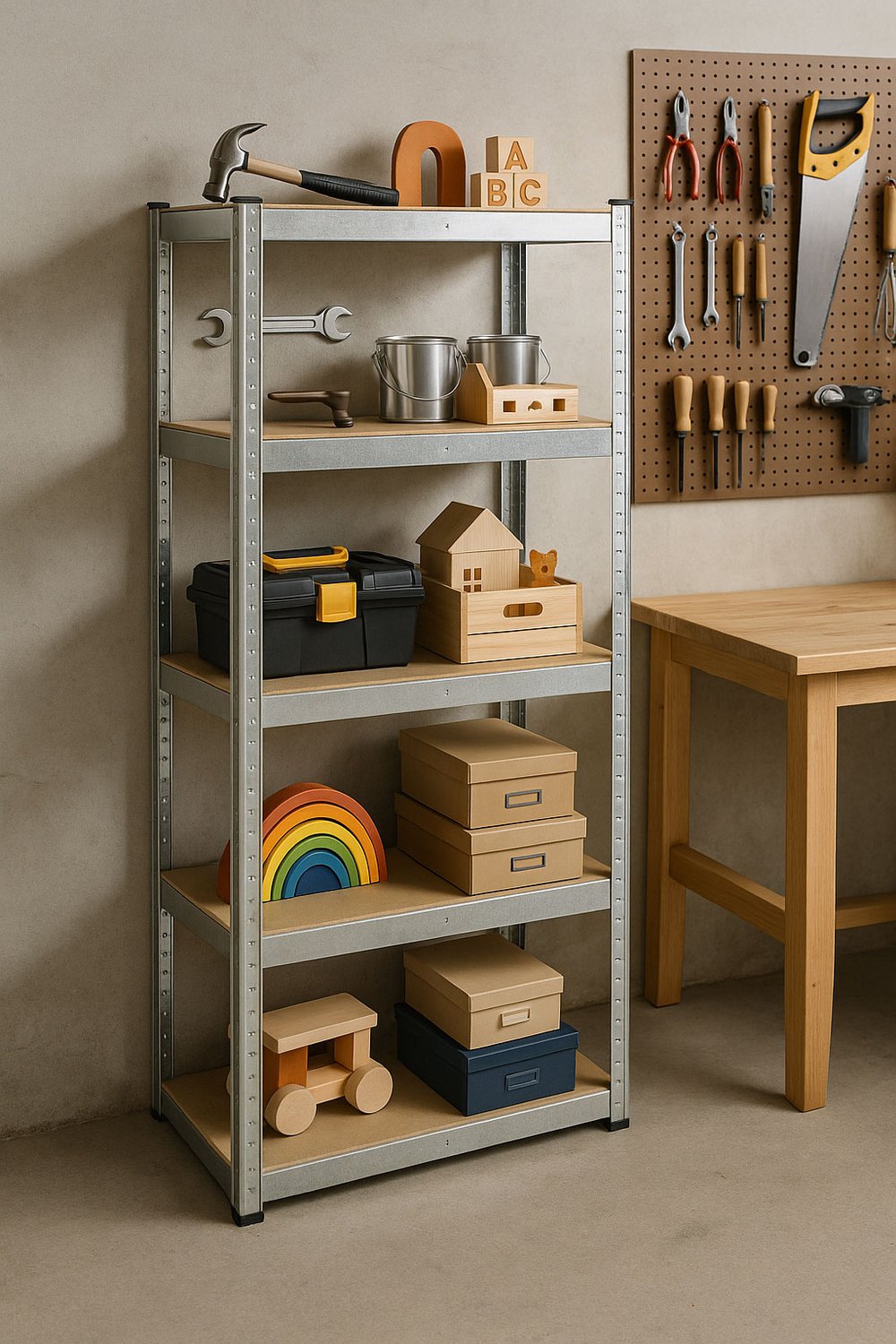 Storage Rack 180x90x40 cm Galvanized Steel, 5 Shelves, 875 kg Capacity ModernHome