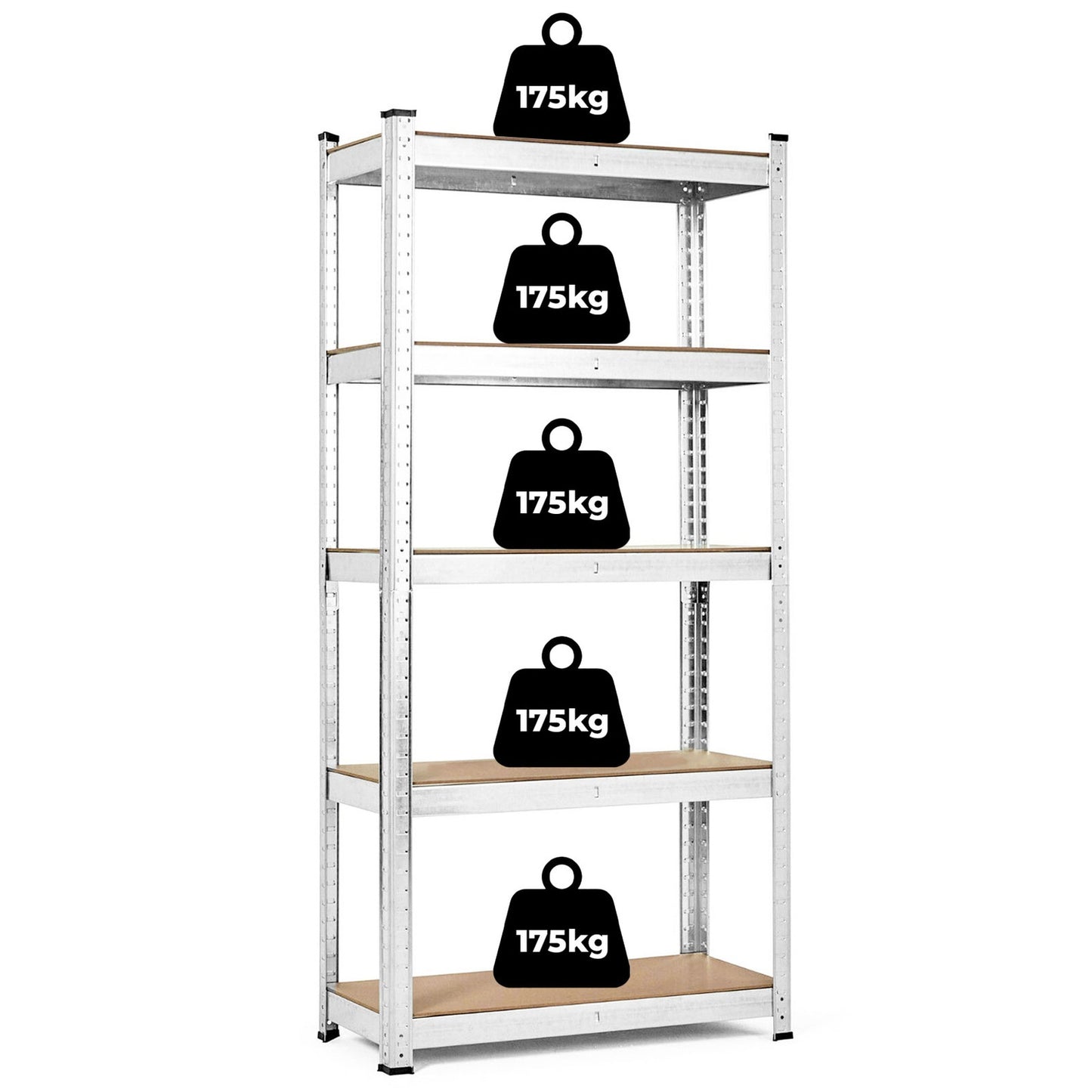 Storage Rack 205x120x45 cm Galvanized Steel, 5 Shelves, 875 kg Capacity ModernHome