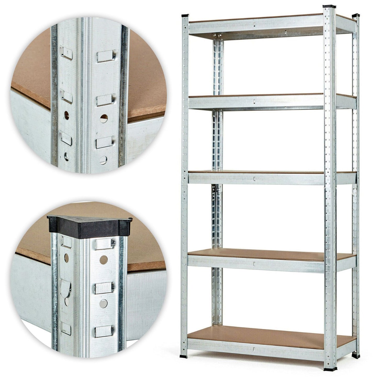Storage Rack 205x120x45 cm Galvanized Steel, 5 Shelves, 875 kg Capacity ModernHome