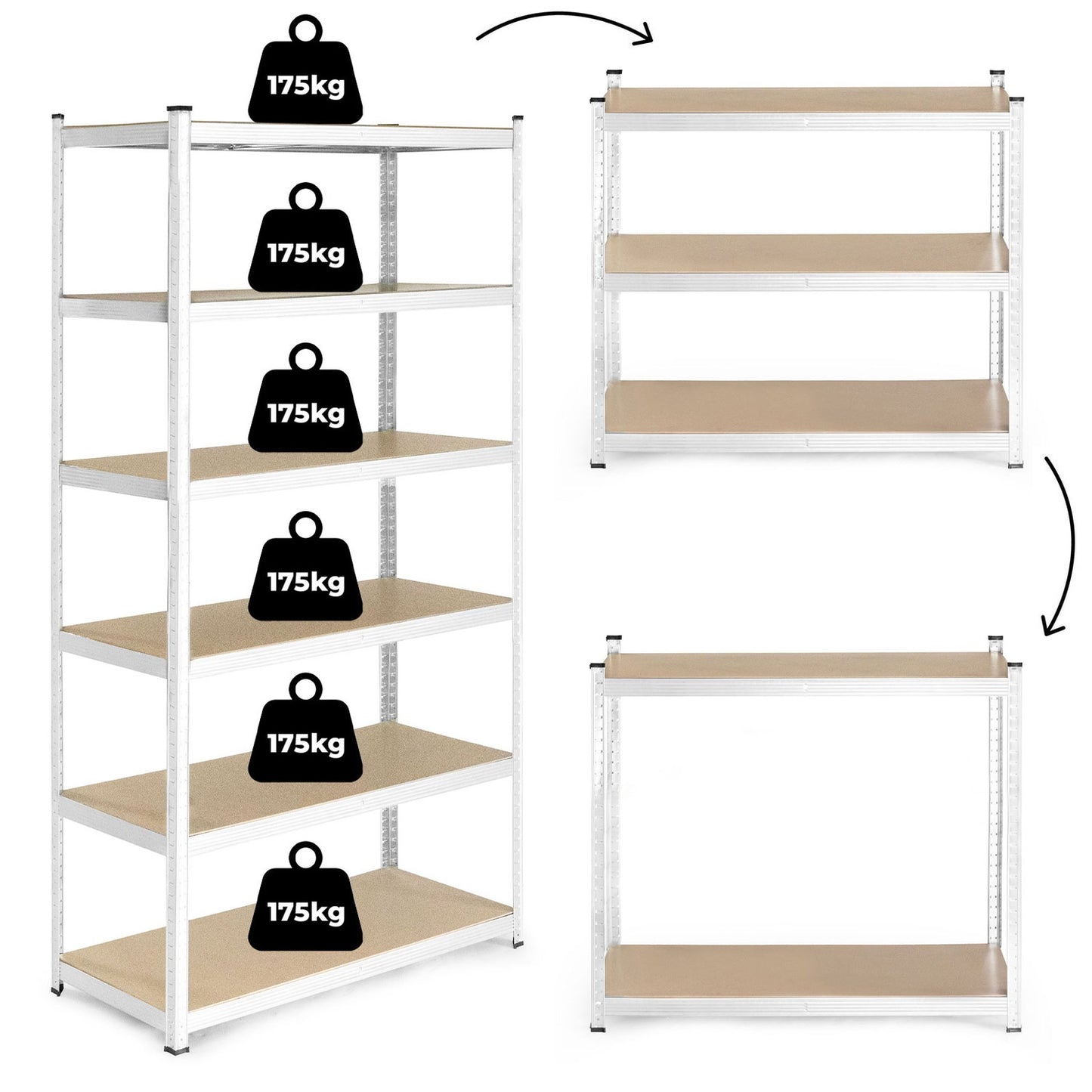 Storage Rack 222x110x50 cm Galvanized Steel, 6 Shelves, 1050 kg Capacity ModernHome