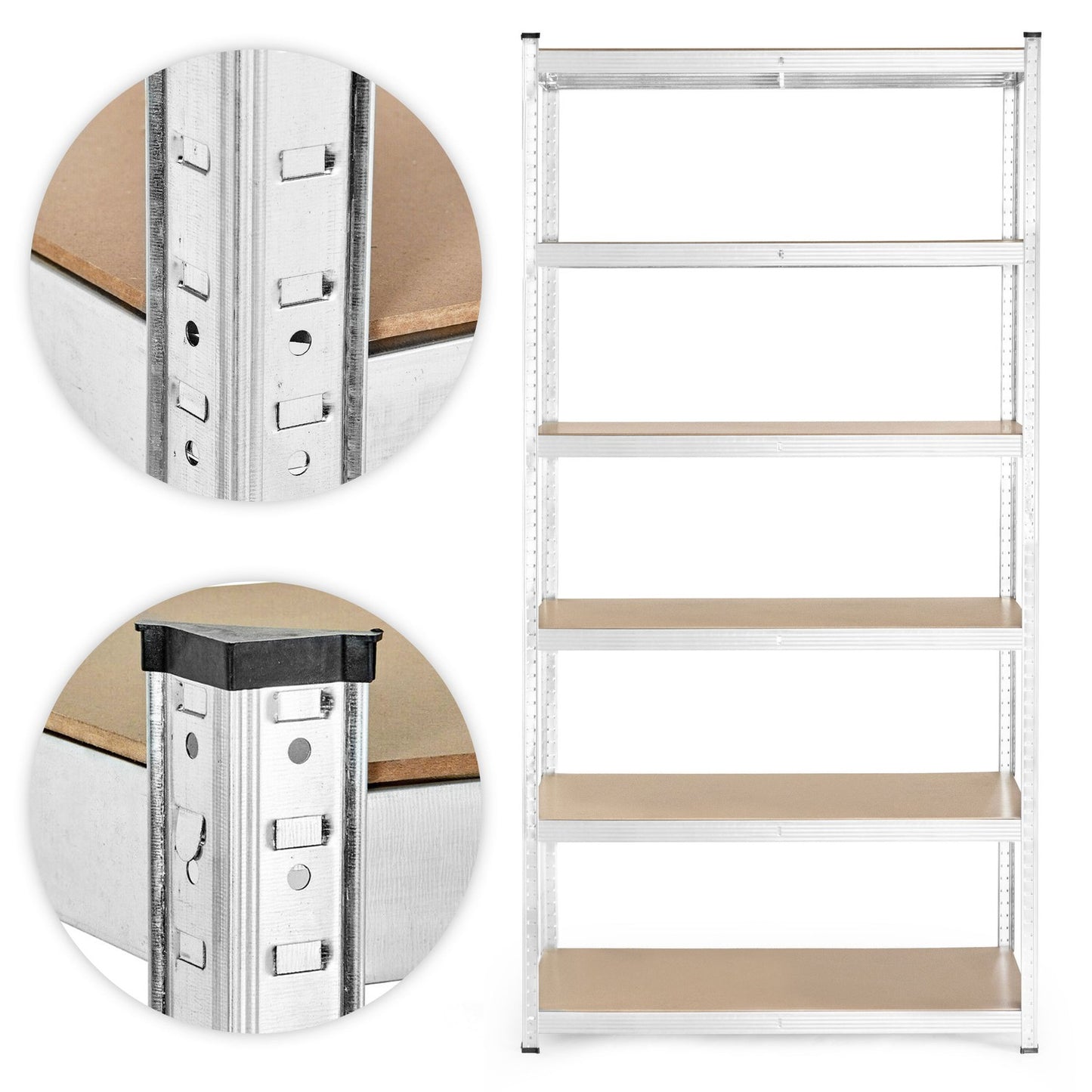 Storage Rack 222x110x50 cm Galvanized Steel, 6 Shelves, 1050 kg Capacity ModernHome