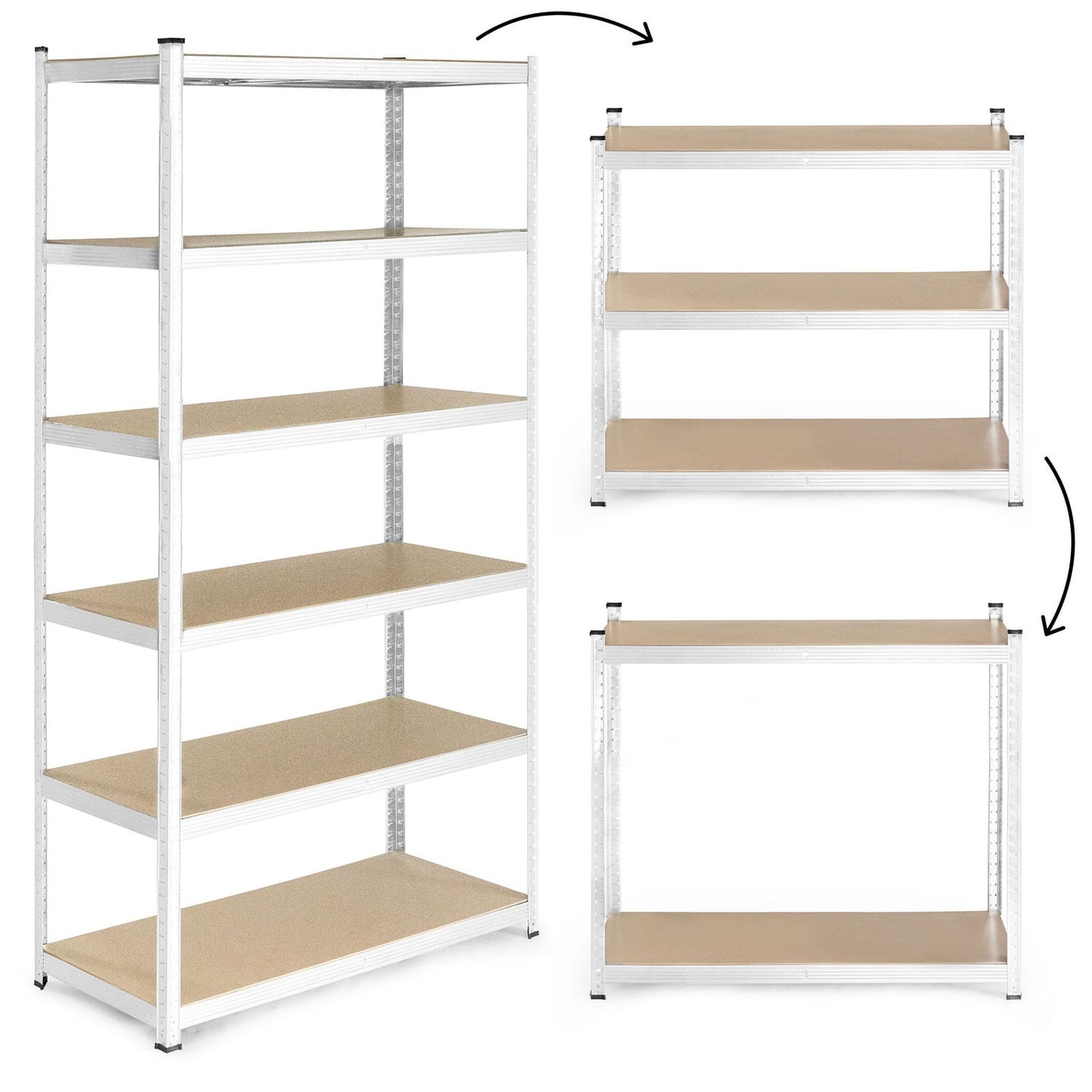 Storage Rack 222x110x50 cm Galvanized Steel, 6 Shelves, 1050 kg Capacity ModernHome