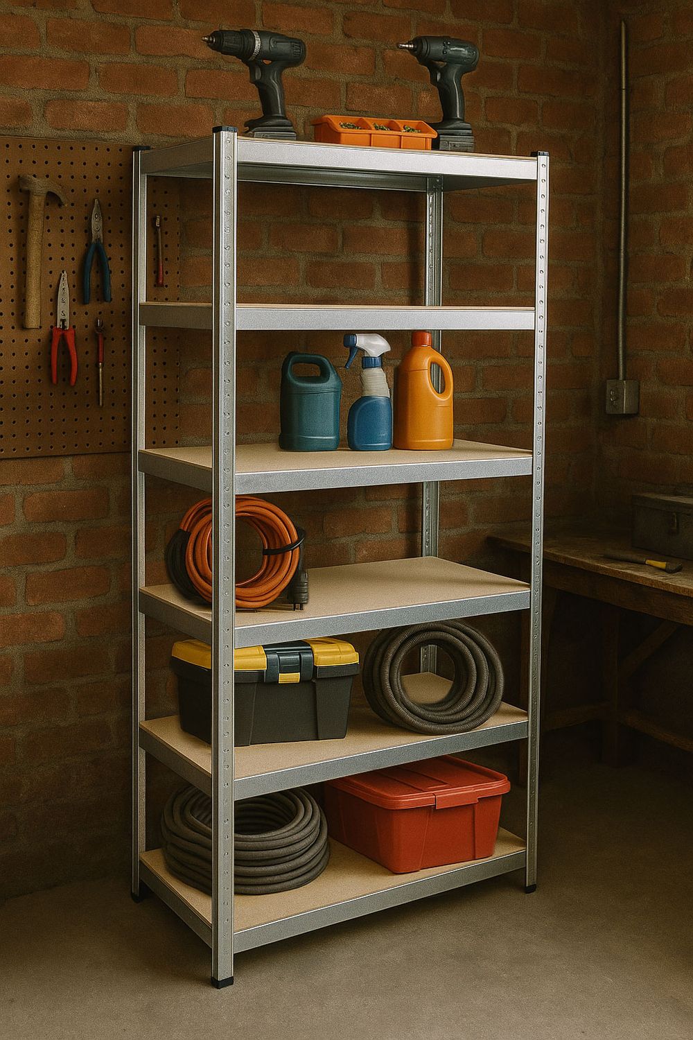 Storage Rack 222x110x50 cm Galvanized Steel, 6 Shelves, 1050 kg Capacity ModernHome